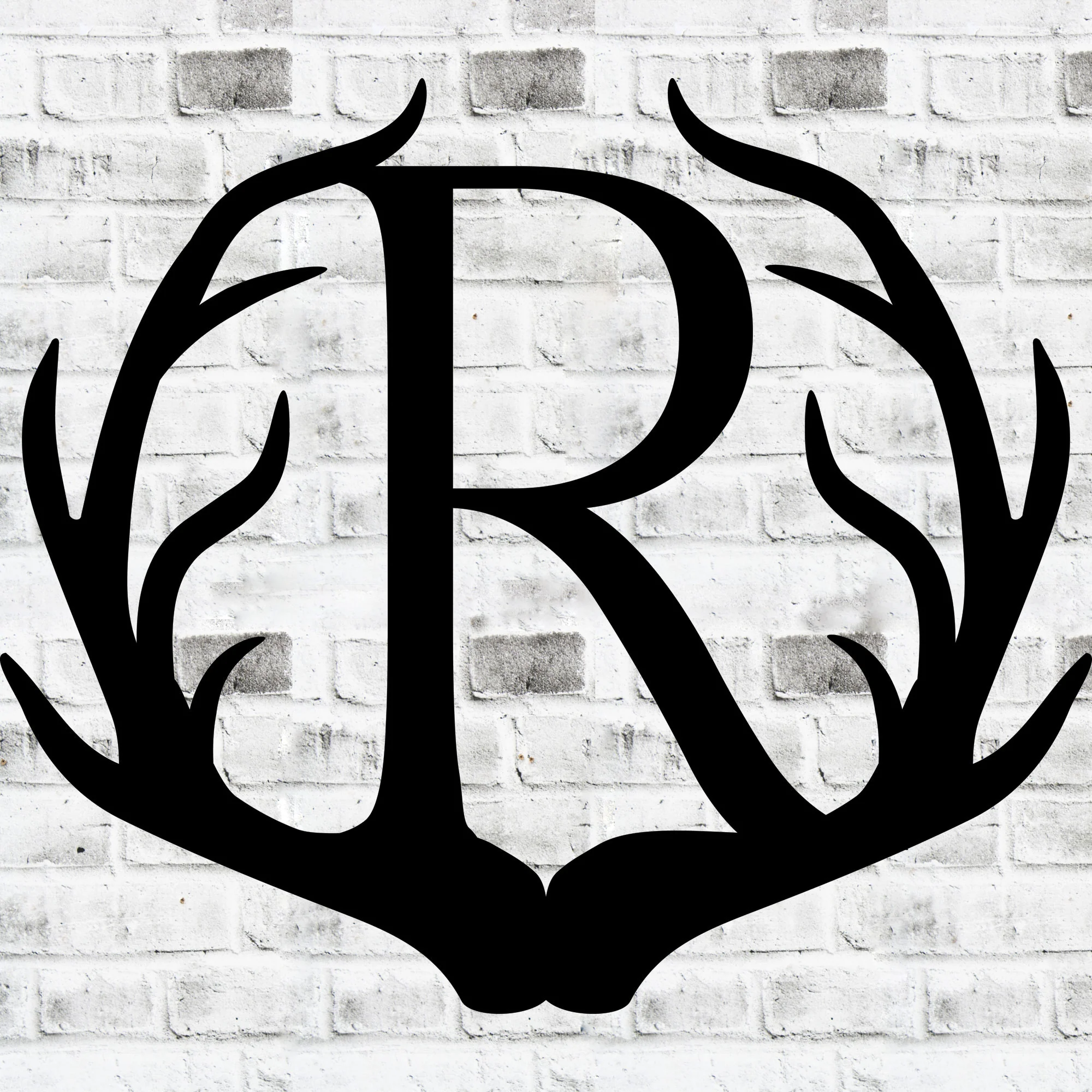 Personalized Initial Antler Sign Metal Art - Image 3