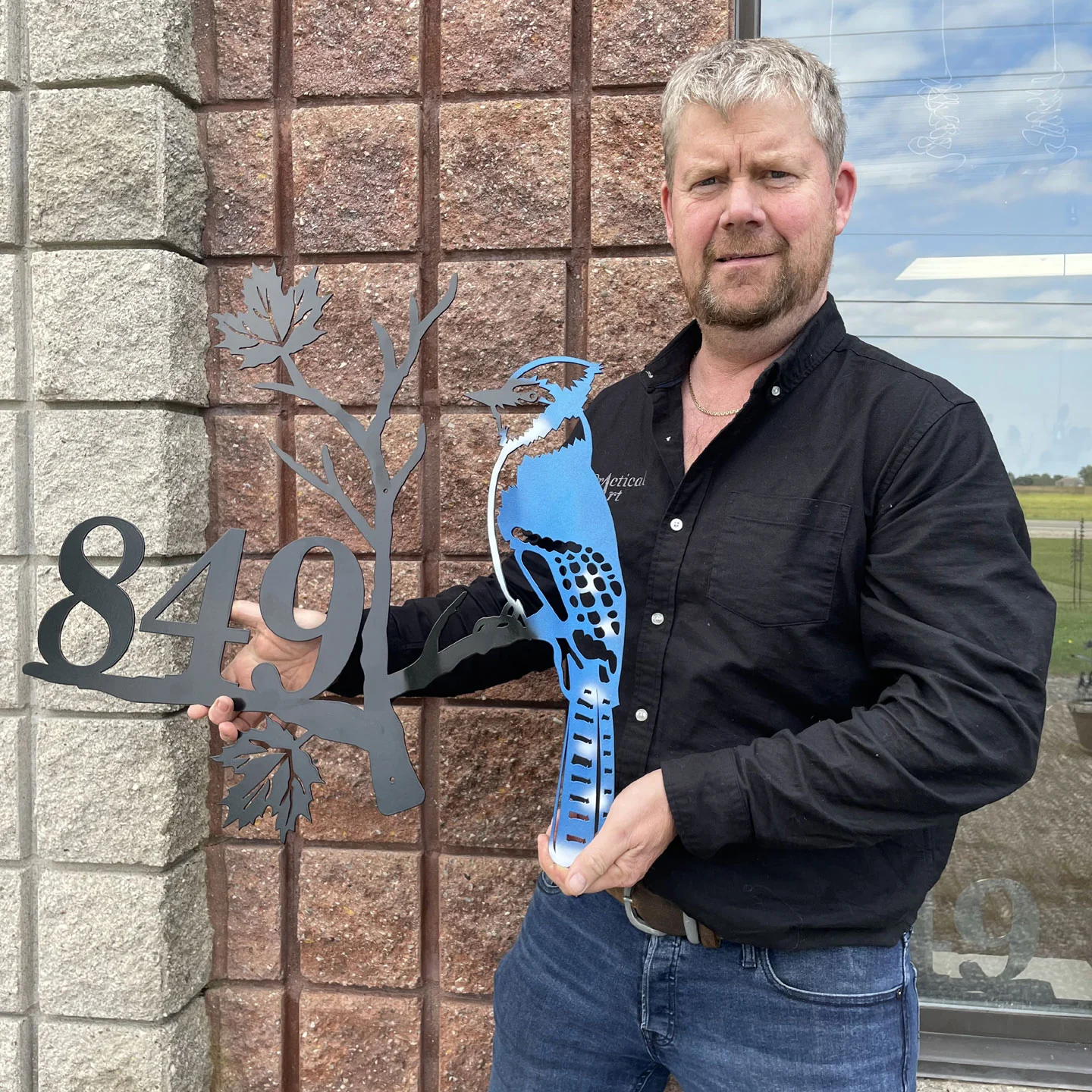 Blue Jay Metal House Sign | Customizable House Number Sign | Metal Bird Artwork