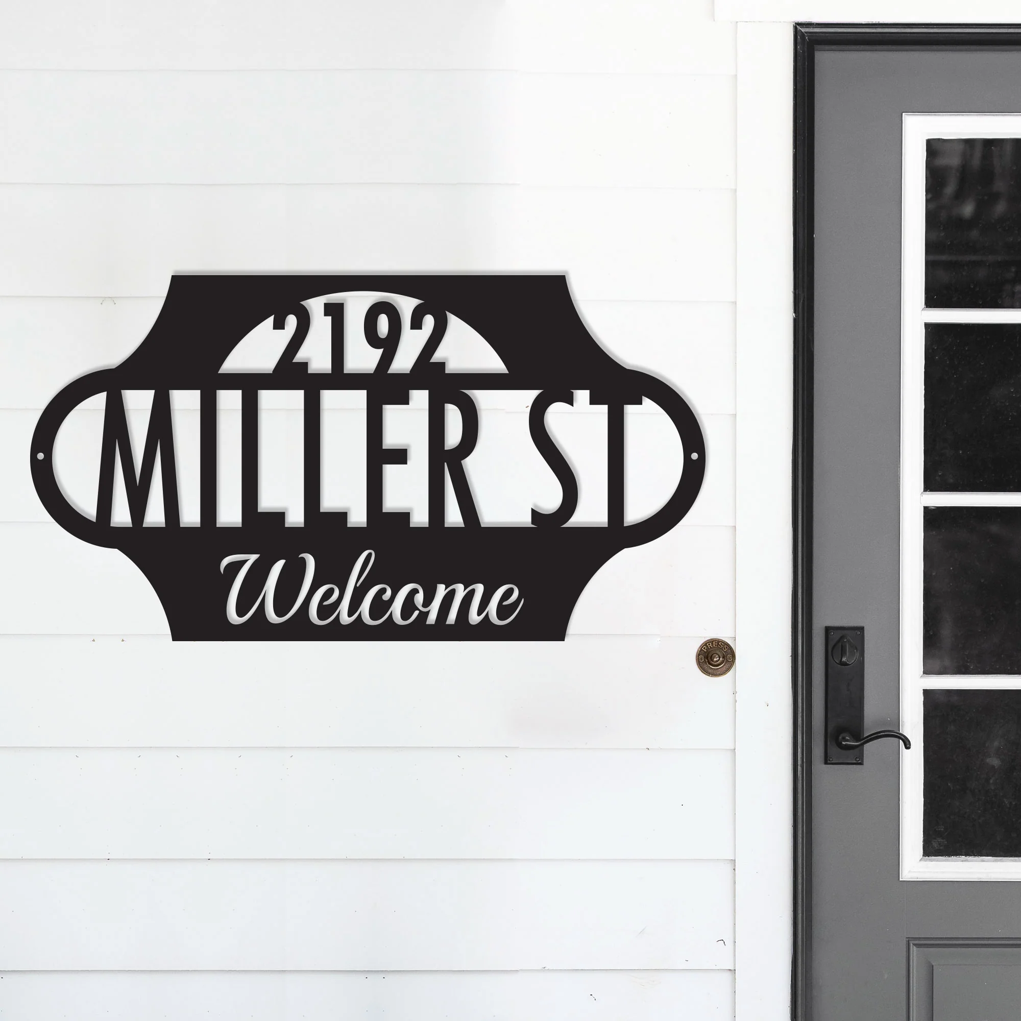 Custom Street Name Address Sign with Greeting