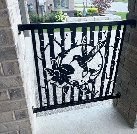Decorative Metal Outdoor Garden Privacy Screen Yard Art Panel - Hummingbird Birch Tree - Image 4