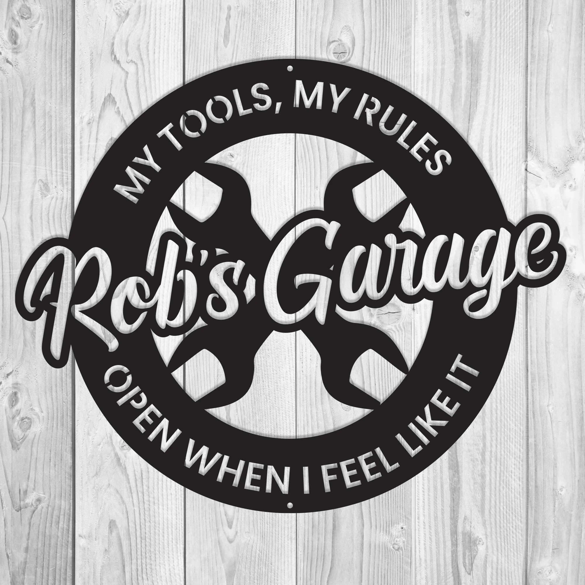 Garage Metal Wall Art Sign With Personalization