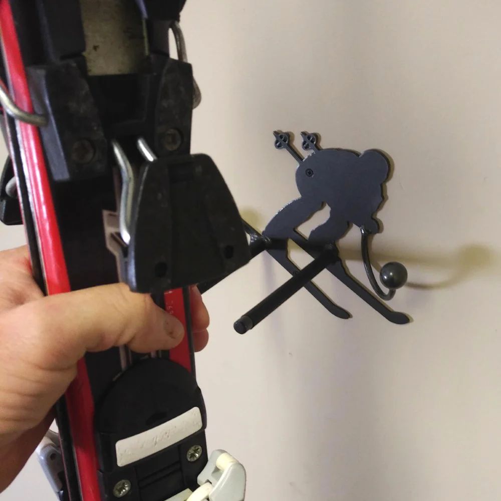 Ski Holder with Two Hooks: Ski Display and Storage - Image 4