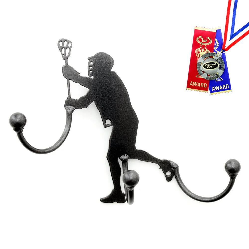 Lacrosse Player Wall Decor Metal Wall Art Lacrosse Coach Gift & Lacrosse Players Award Holder, Wall Mounted Metal Art Hooks By Practical Art - Image 2