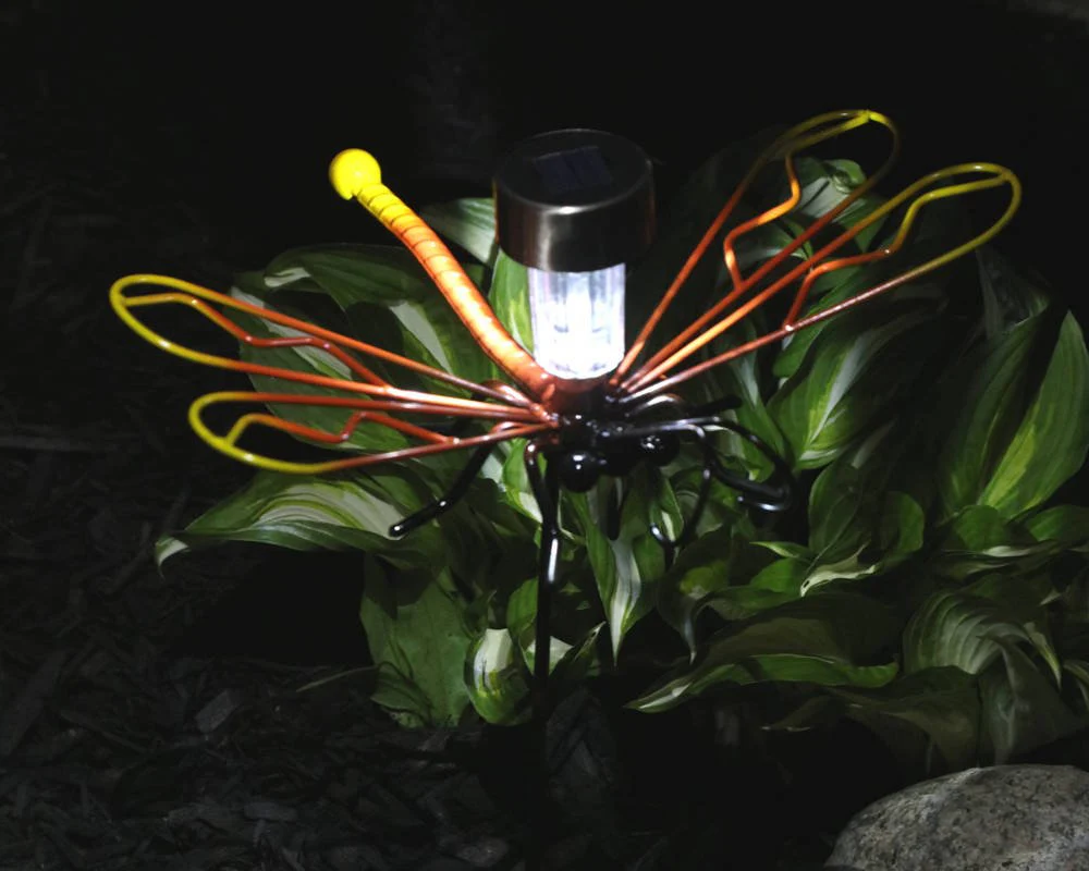 Large Dragonfly Solar Light On A Garden Stake Garden Decor Yard Metal Art - Image 4