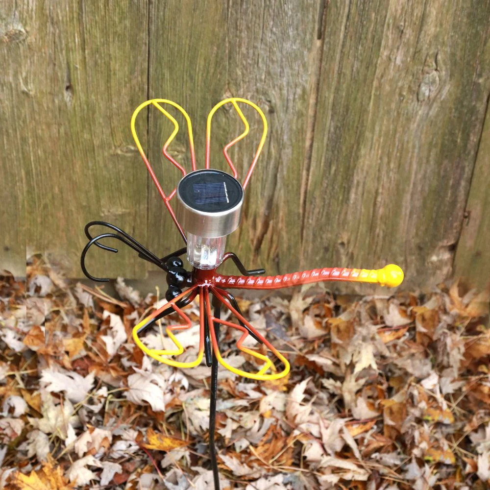 Large Dragonfly Solar Light On A Garden Stake Garden Decor Yard Metal Art - Image 5