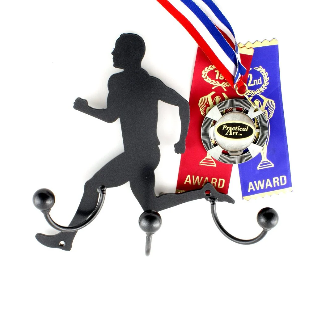 Medal Display Holder for Runner Male Metal Wall Art Silhouette Award Hooks - Image 3