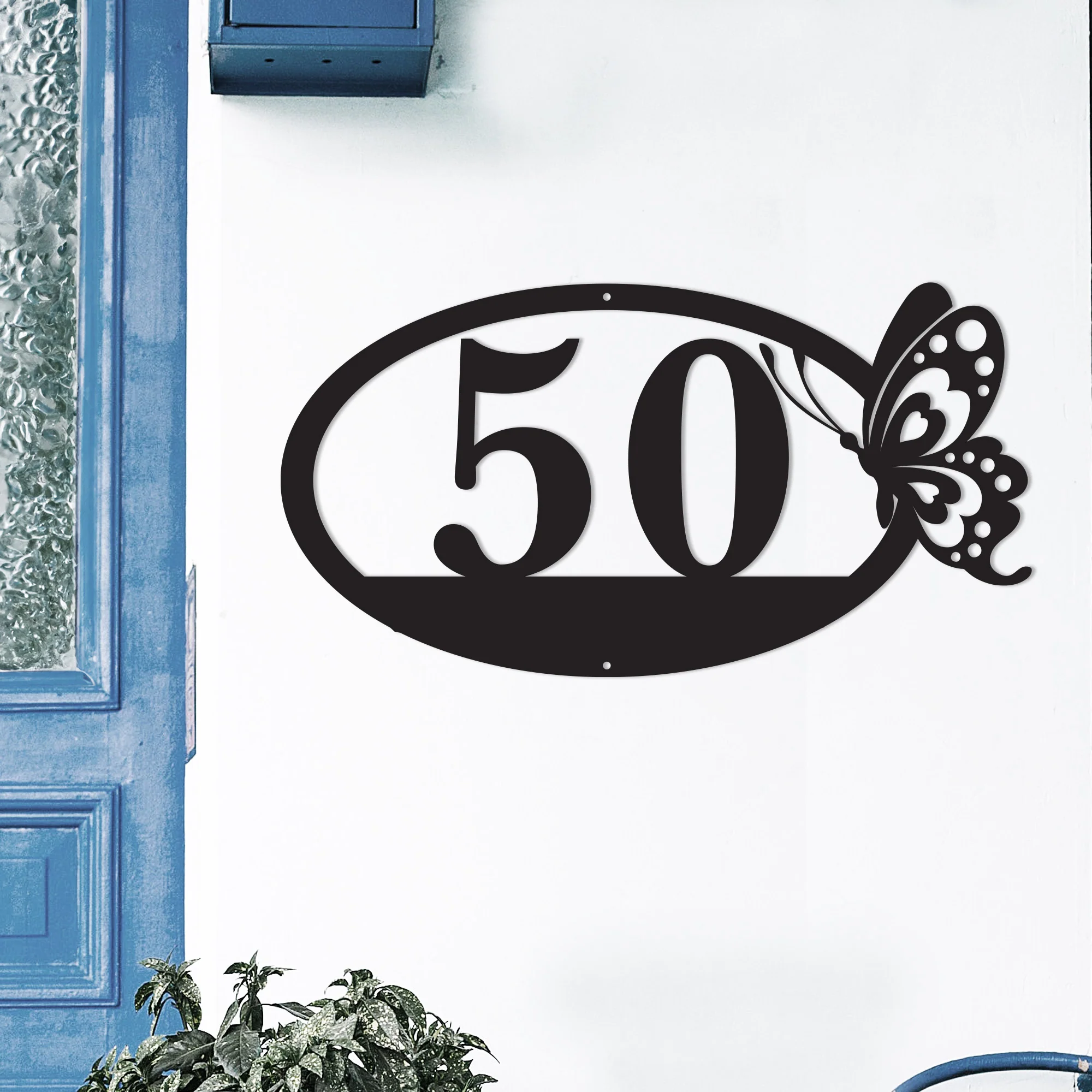 Metal Butterfly Address Sign