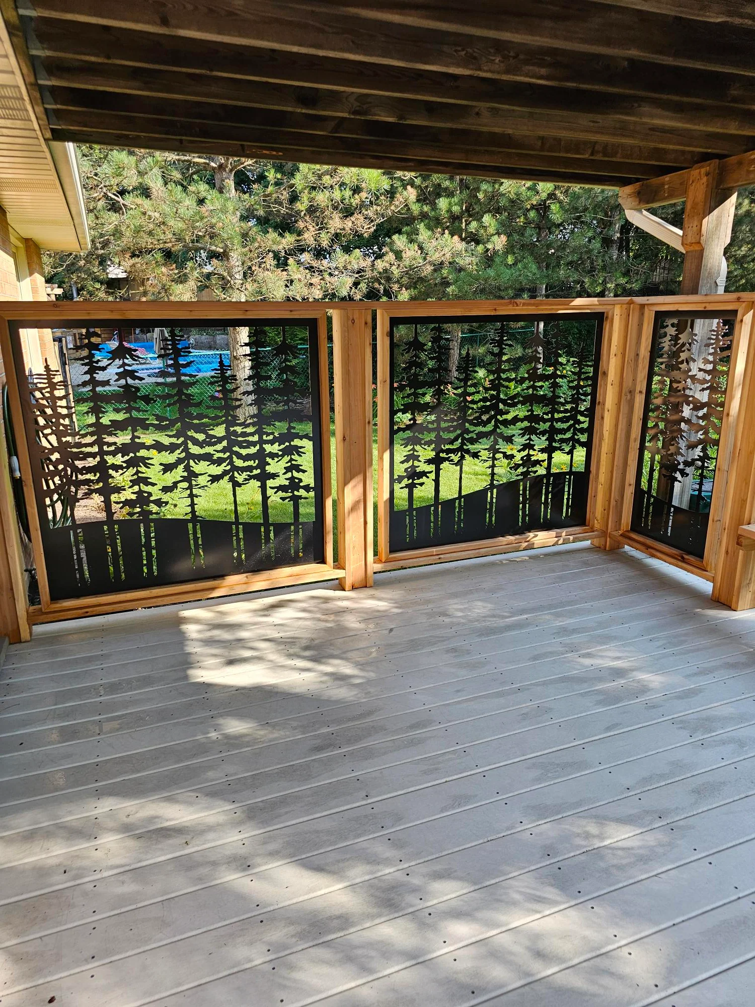 Metal Panel Privacy Screen for Deck | Pine Tree Backyard Gate - TR11 - Image 2