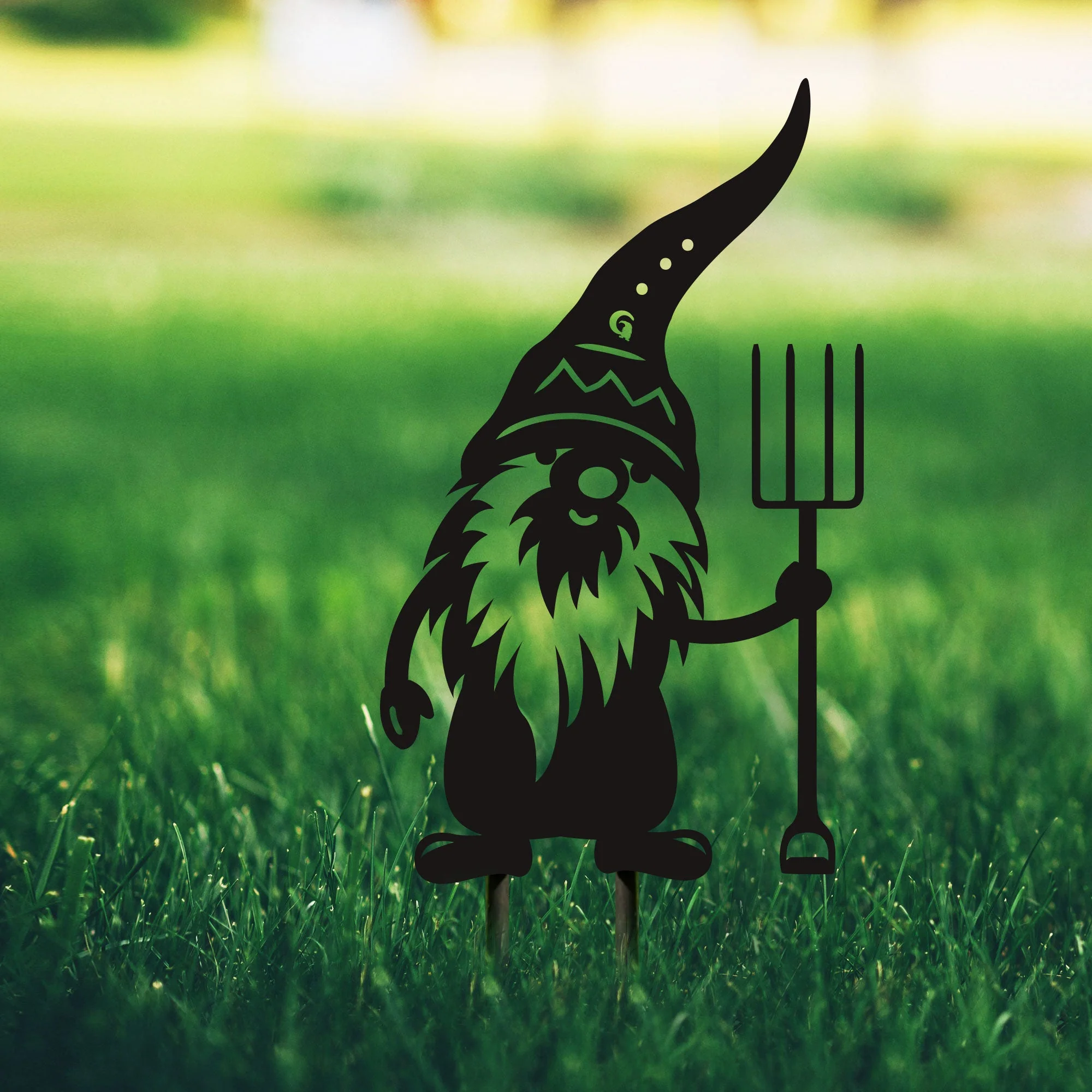 Metal Lawn Gnome Farm Statues Outdoor Décor Collection - Farmer G - Image 2