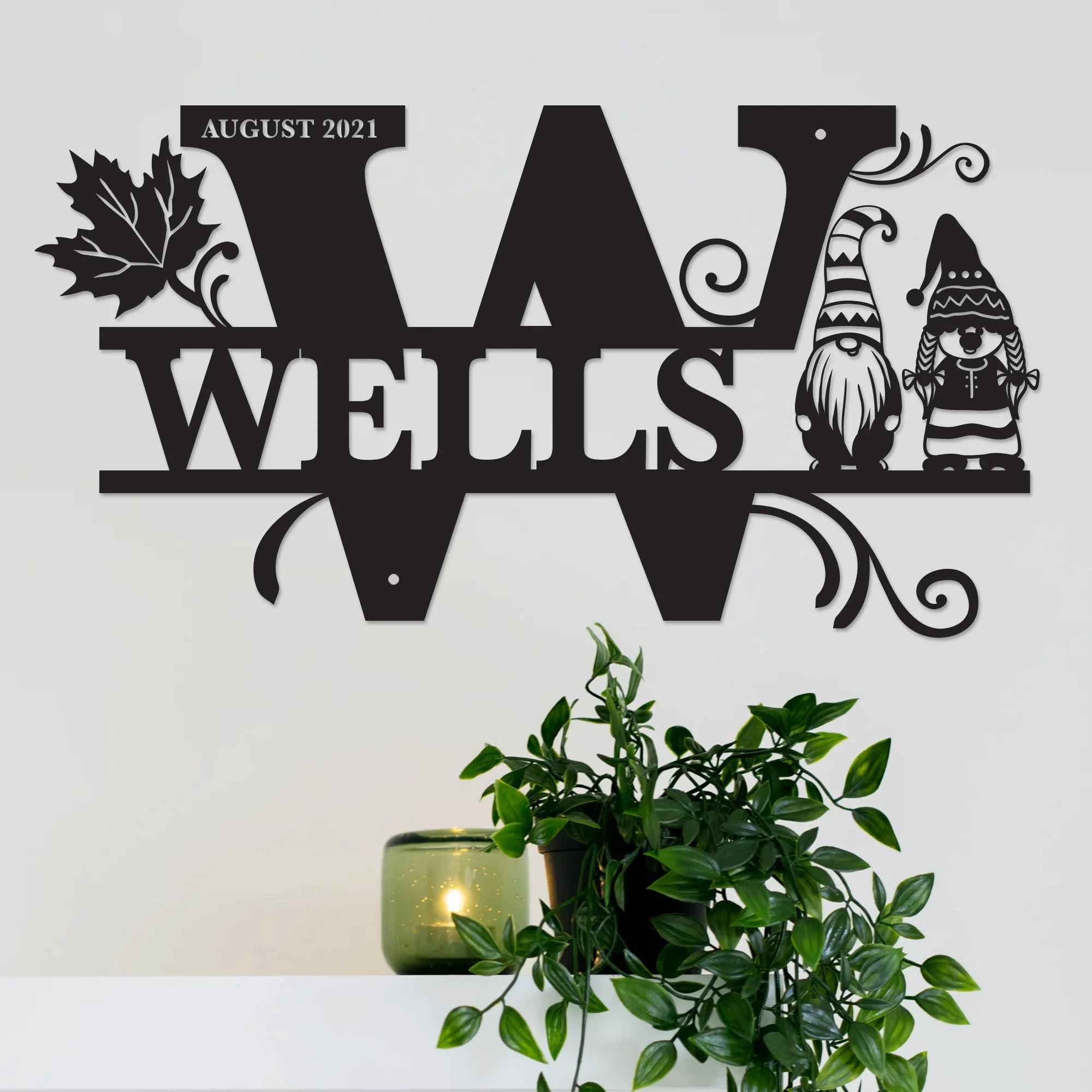 Personalized Wedding Gift Gnome Monogram Signs - Home Decor - Image 2