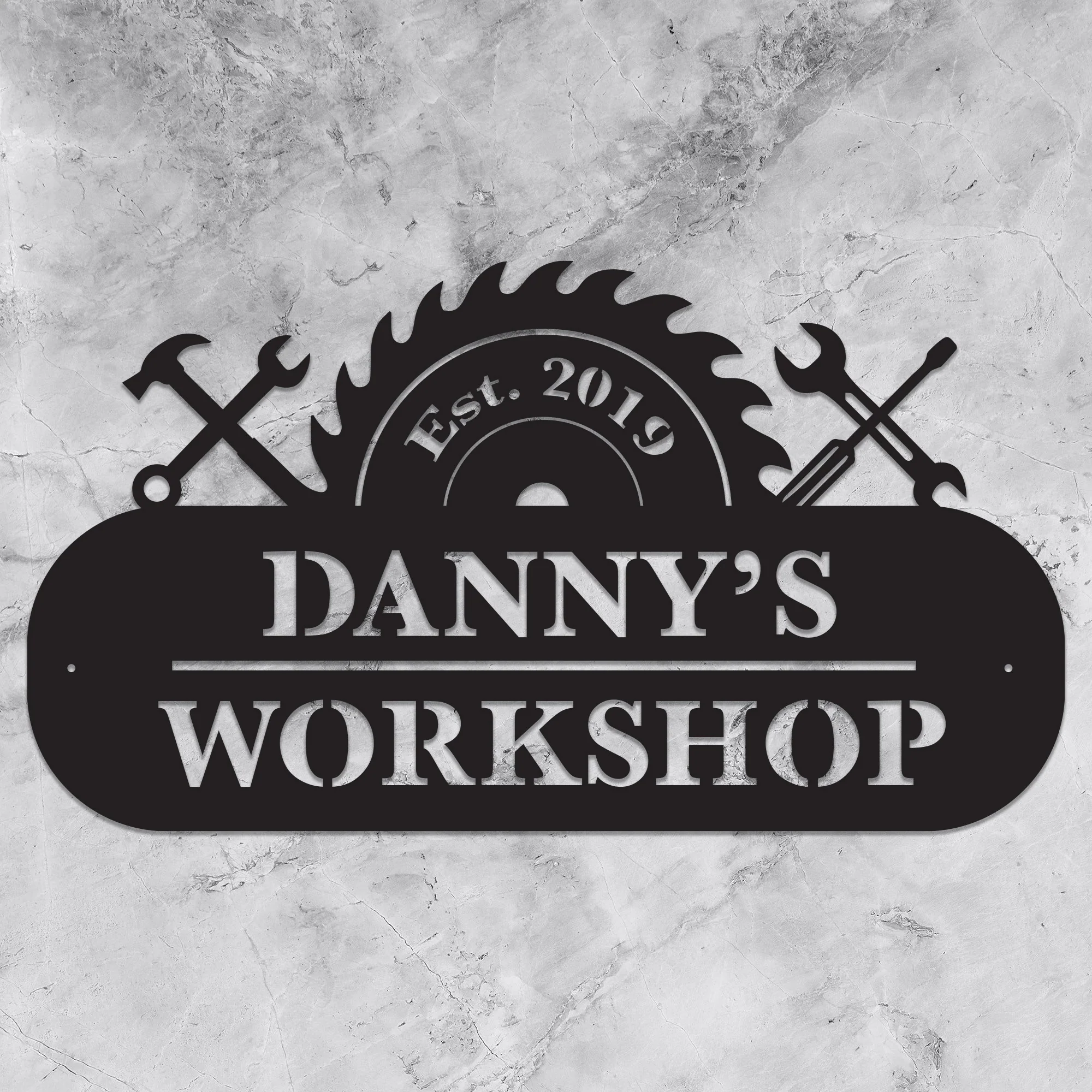 Personalized Workshop Sign Metal Art