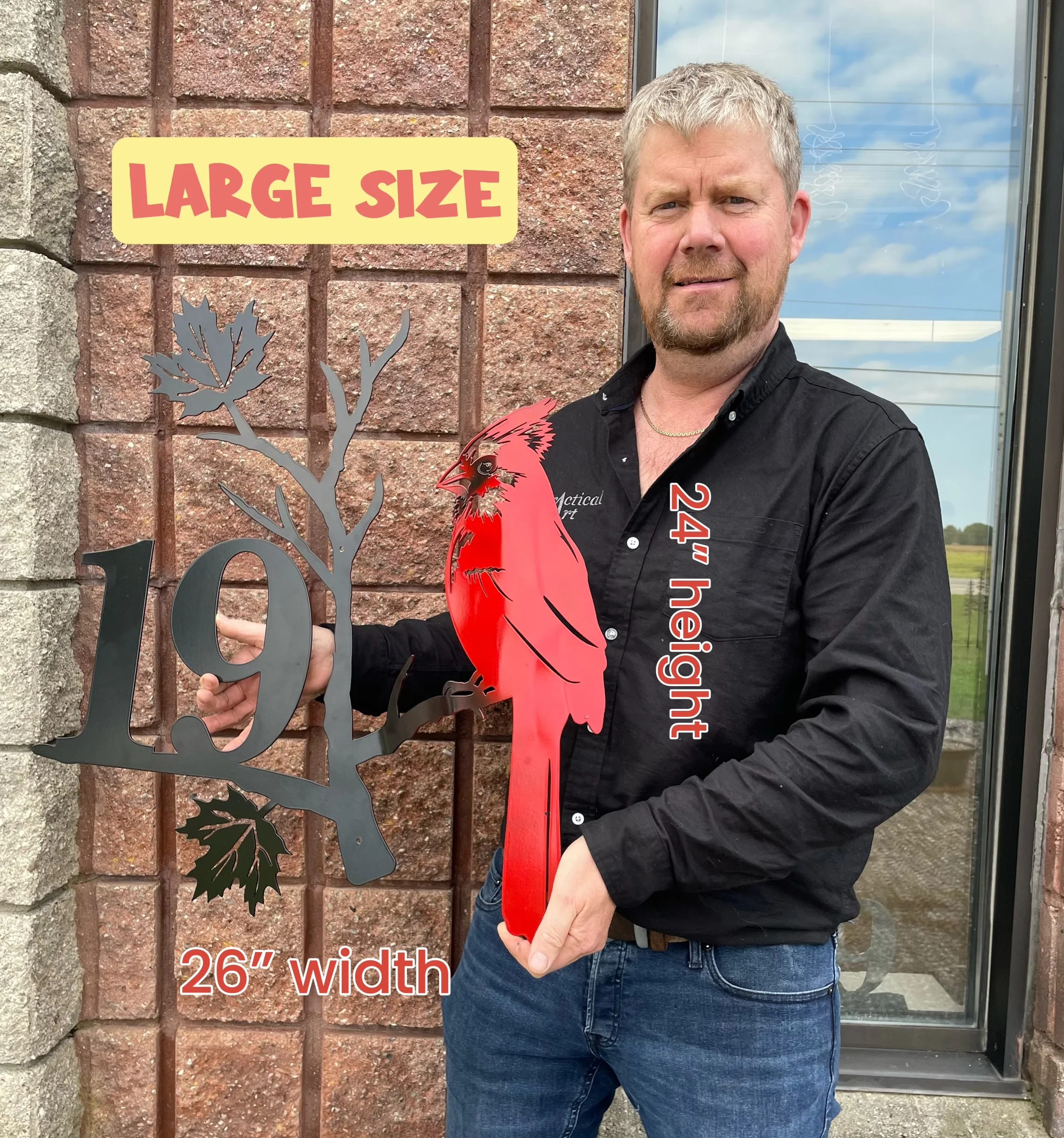 Red Cardinal Custom Metal Address Sign - Image 4