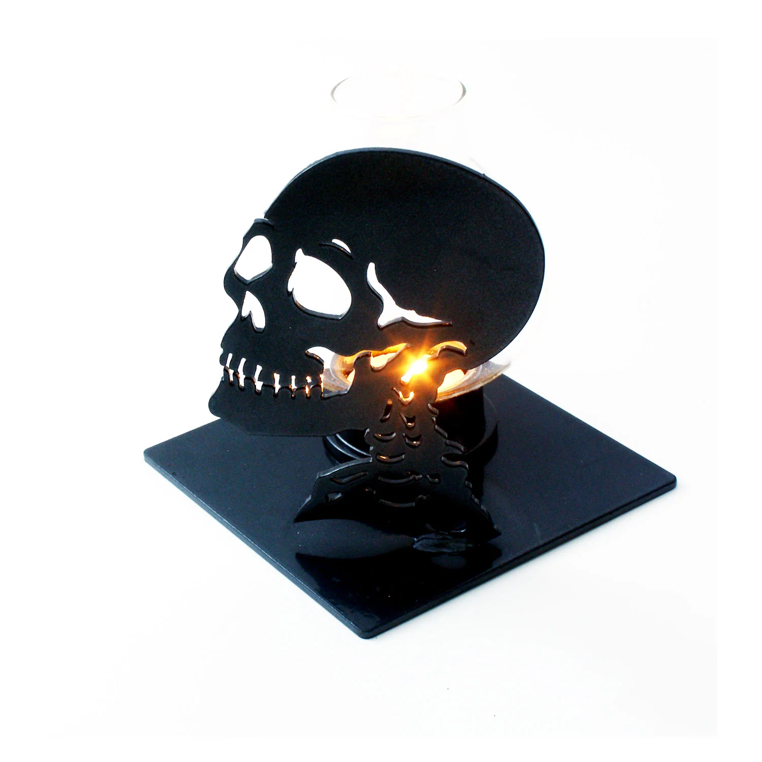 Skull Candle Holder: Candle Holders With Metal Art Skull Goth Decor for Halloween Decorations!!!