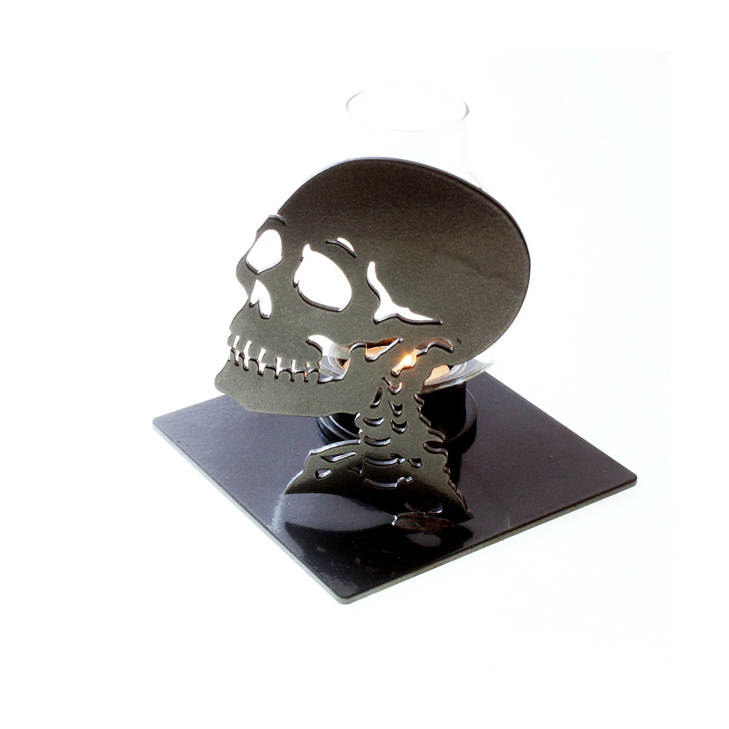 Skull Candle Holder: Candle Holders With Metal Art Skull Goth Decor for Halloween Decorations!!! - Image 2