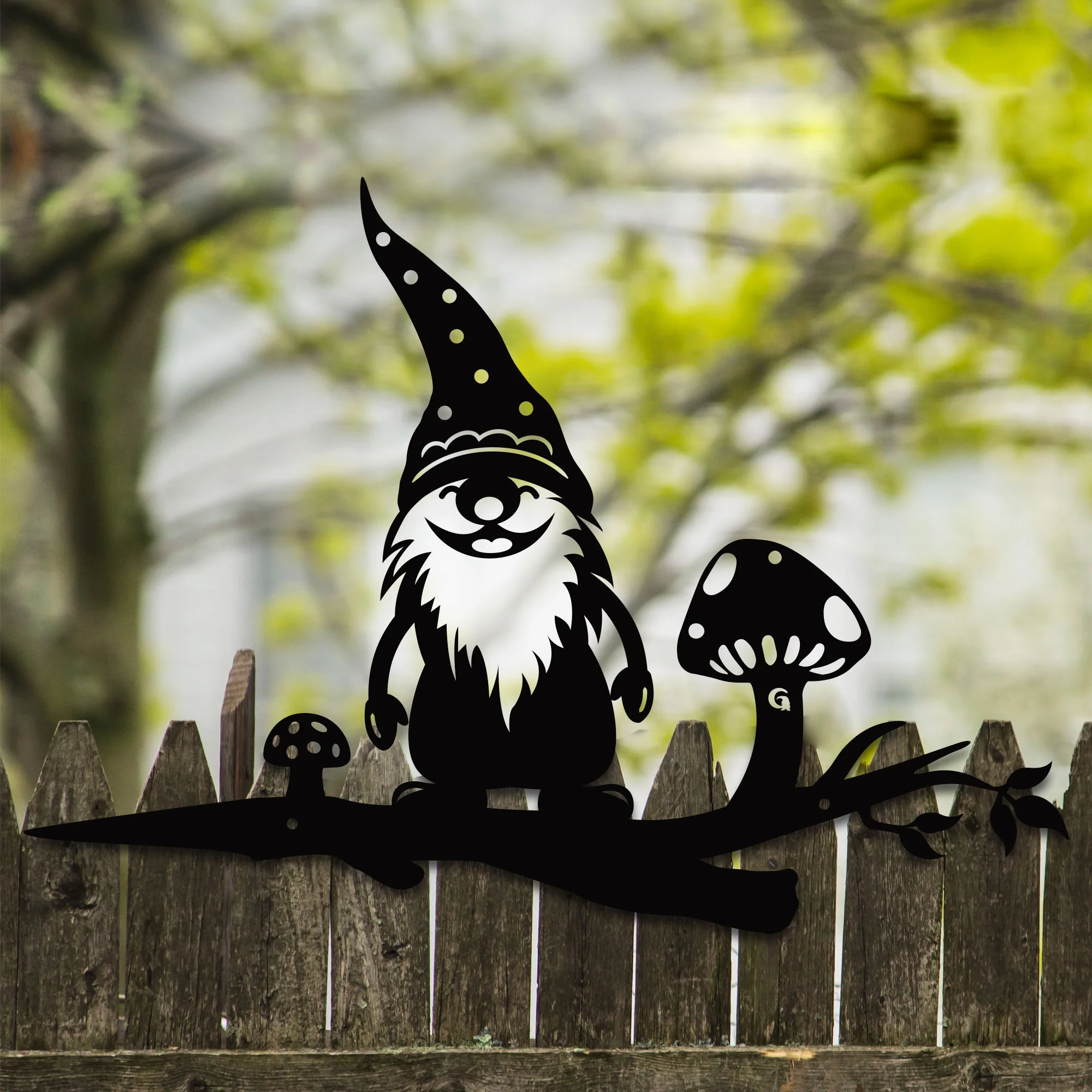 Gnome on Branch Smiley G - Metal Gnomes Collection