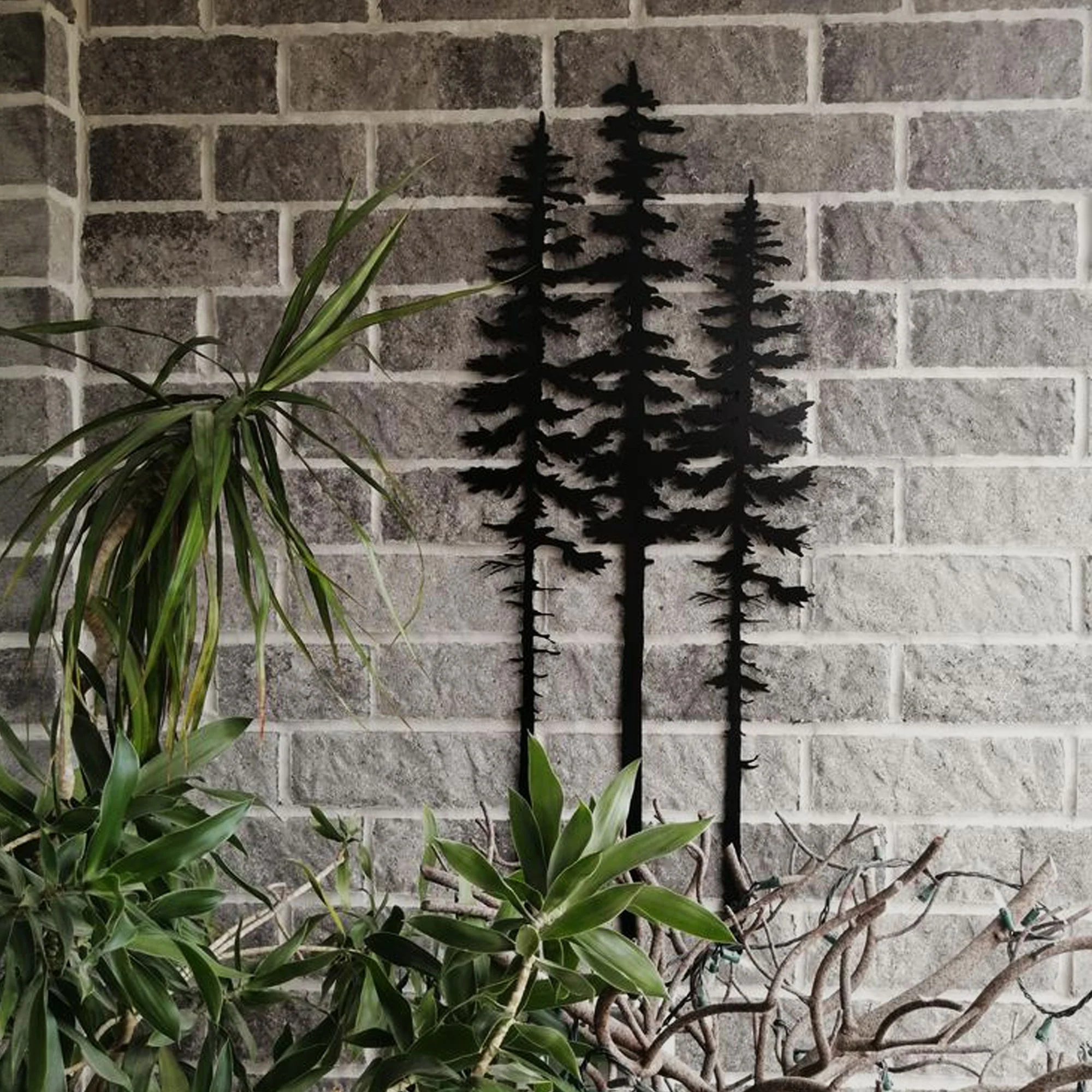 Three Metal Wall Art Pine Trees - Image 2