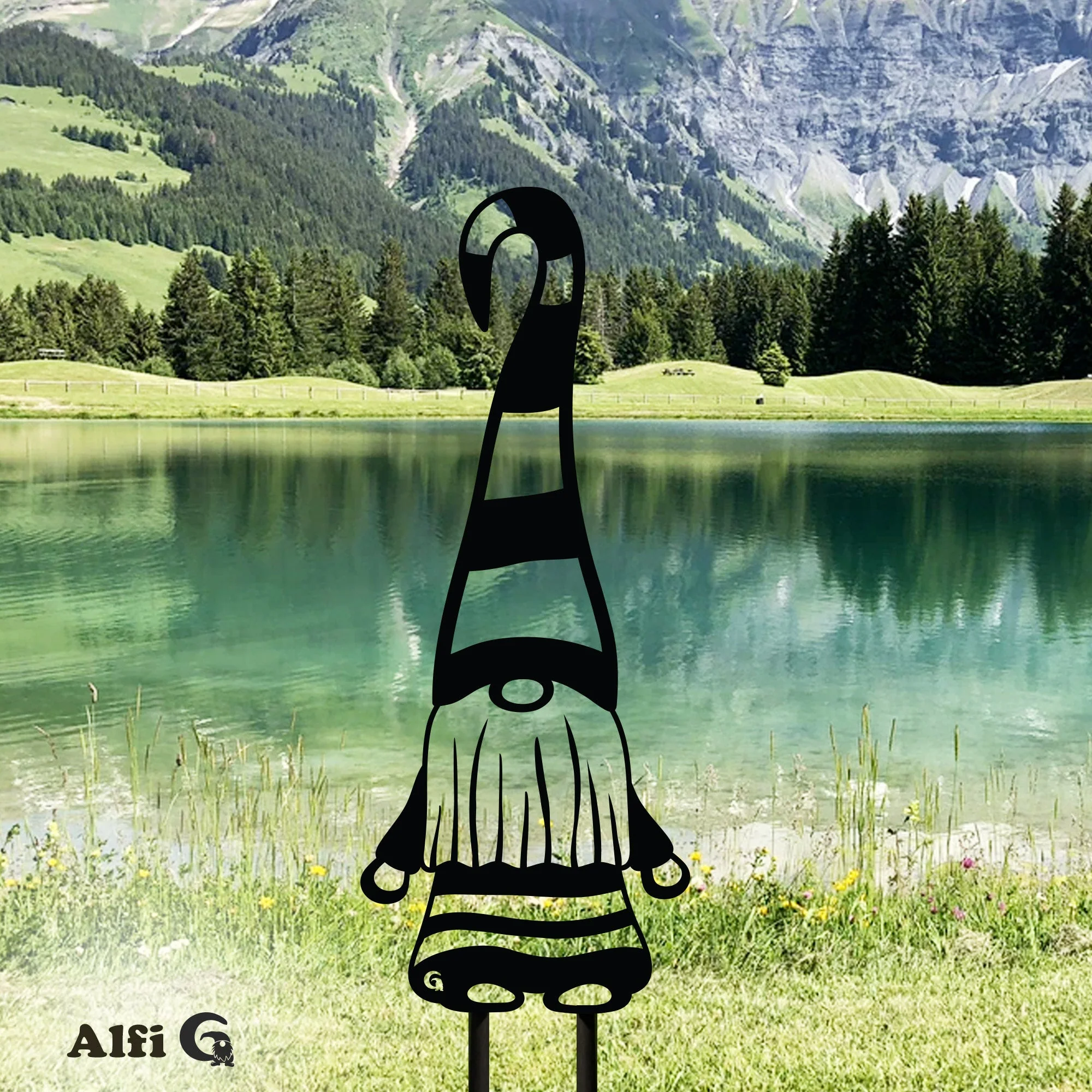 Yard Art Steel Lawn Gnome Metal Art Collection - Alfi G